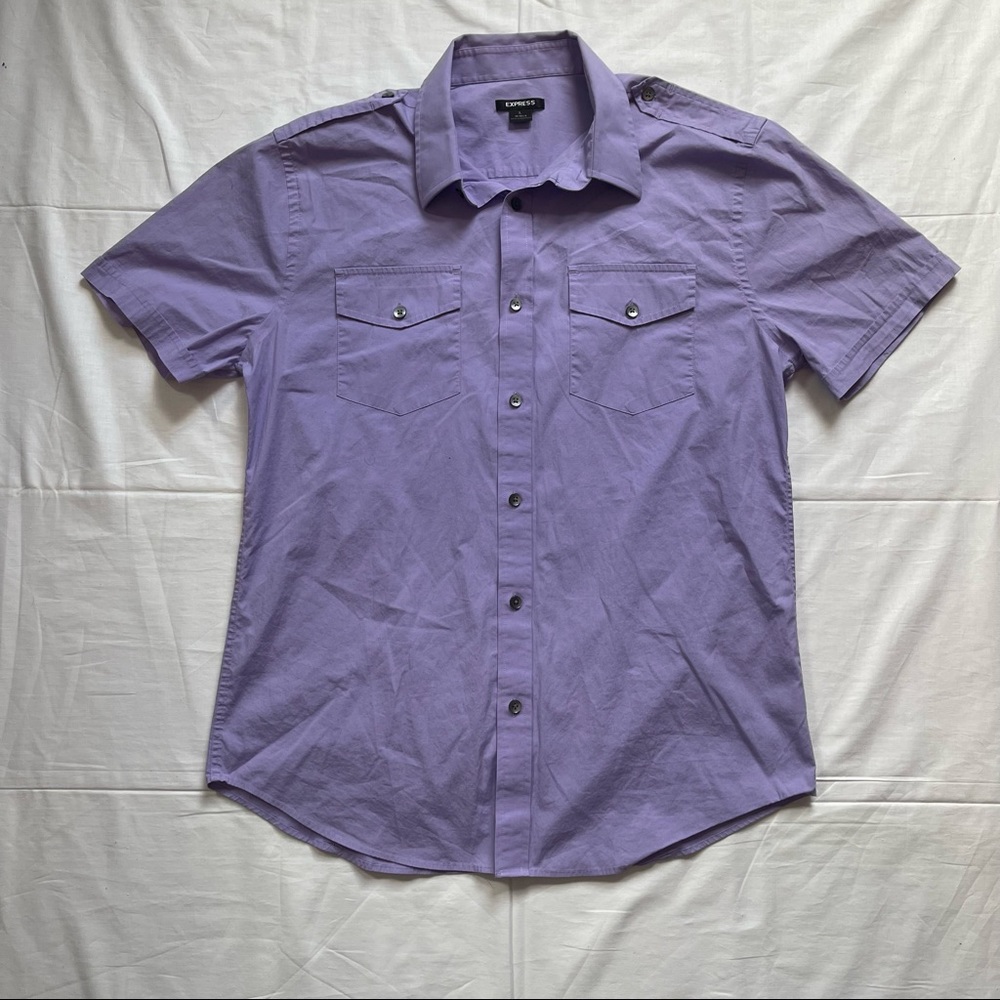 Express Cotton Stretch Dress Shirt Lavender 16 Neck